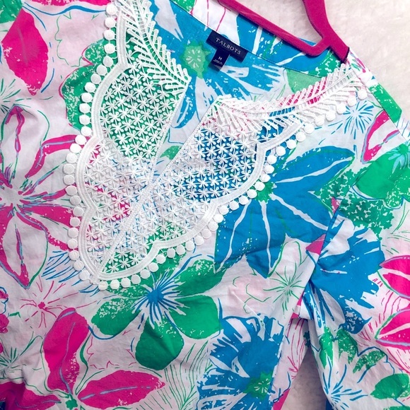 TALBOTS LACE BIB TUNIC-ANGUILLA FLORAL - Picture 5 of 6